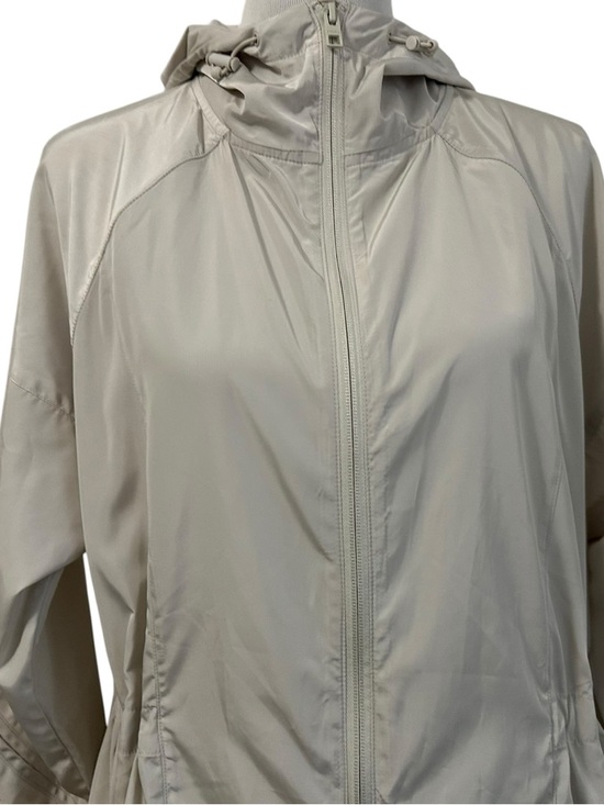 Athleta Womens Solar Wind & Rain Anorak Jacket Sz Medium Oatmeal Hooded - Picture 6 of 15